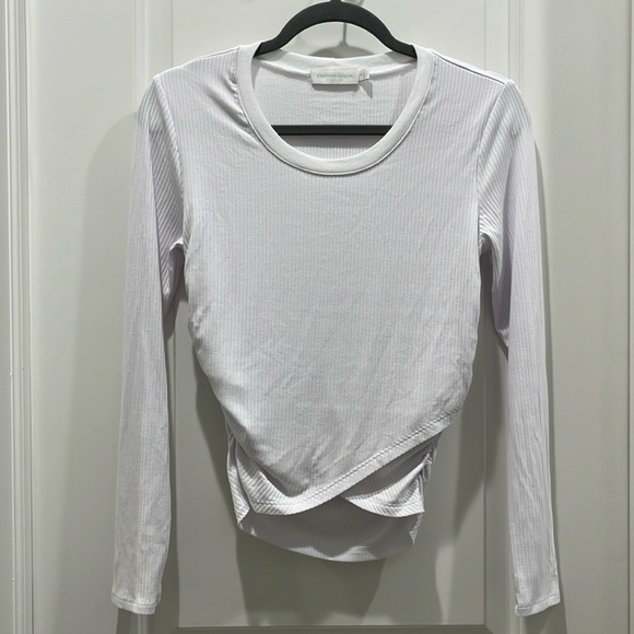 Jonathan Simkhai Standard Long Sleeve Ribbed Suzy Shaping Wrap Top Sz M - Picture 2 of 10